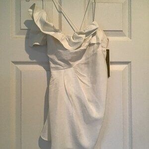 NWT Nicole Miller White Asymmetrical Style Thin Strap Top, White, Size 4